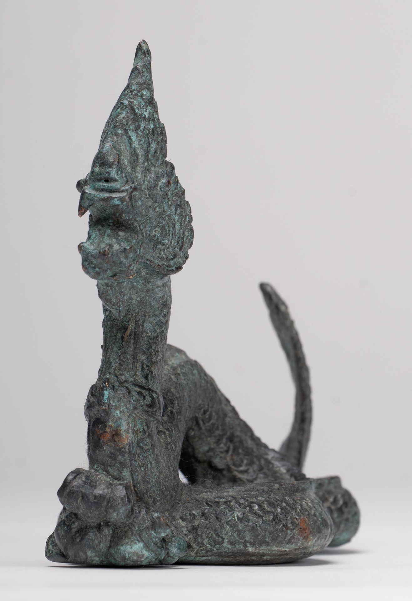 Naga Statue - Antique Thai Style Bronze Protective Naga, Snake or Serpent Statue - 11.5cm/5"