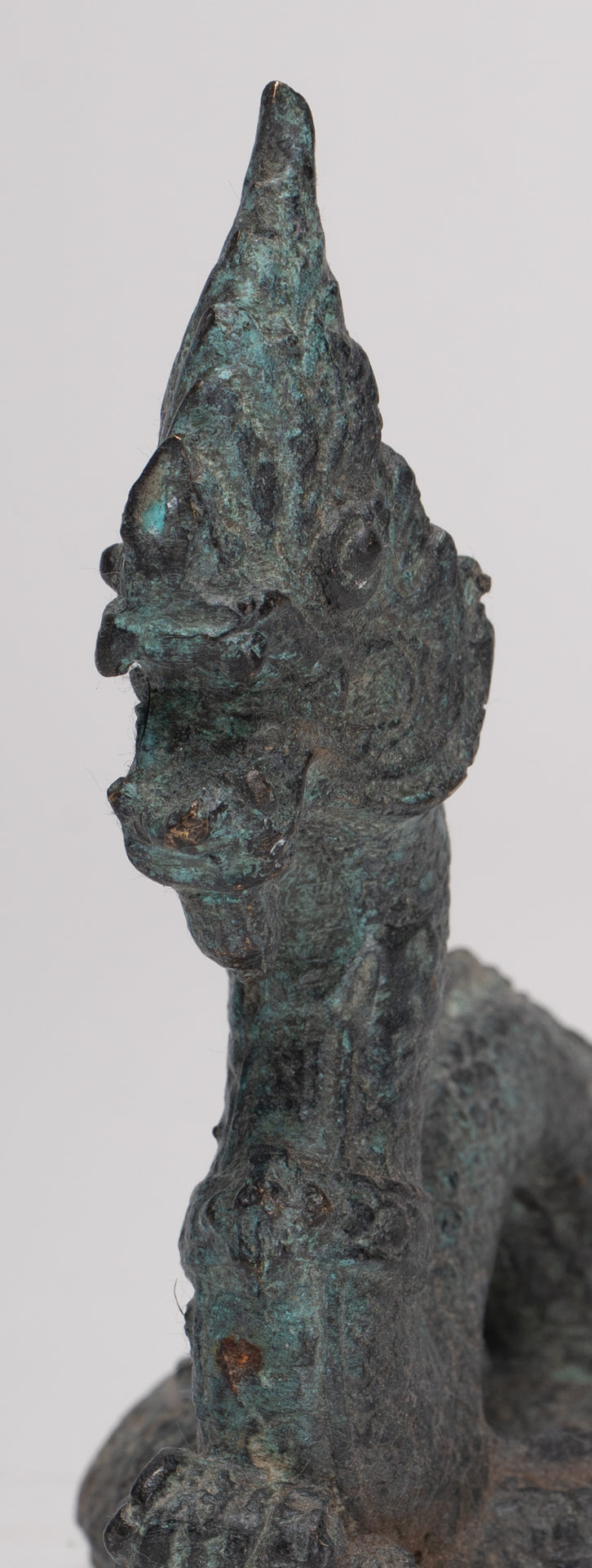 Antique Thai Style Bronze Protective Naga, Snake or Serpent Statue - 11.5cm/5"