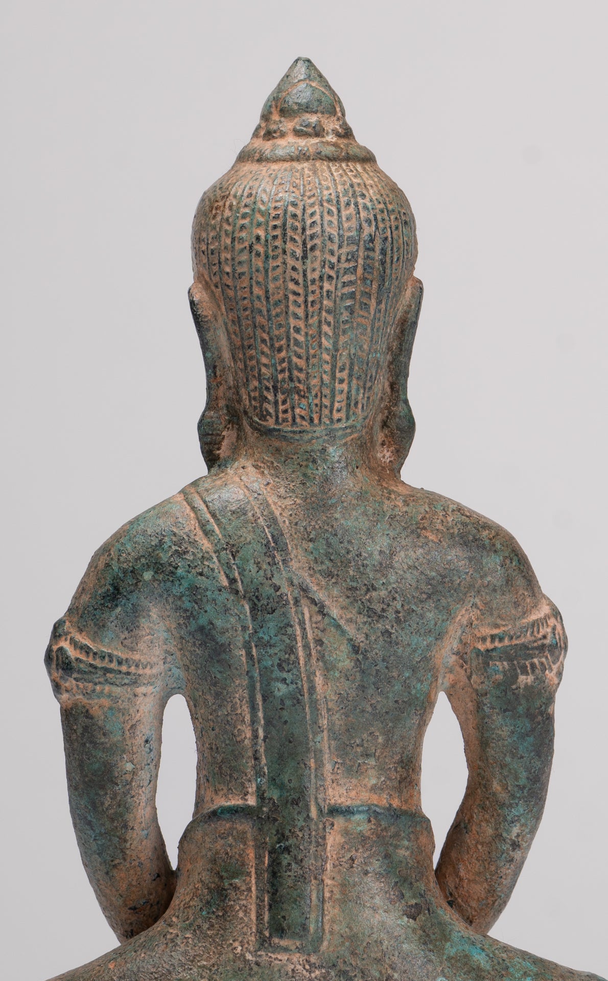 Buddha Statue - Antique Khmer Style Bronze Meditation Phnom Da Buddha Statue - 18cm/7"