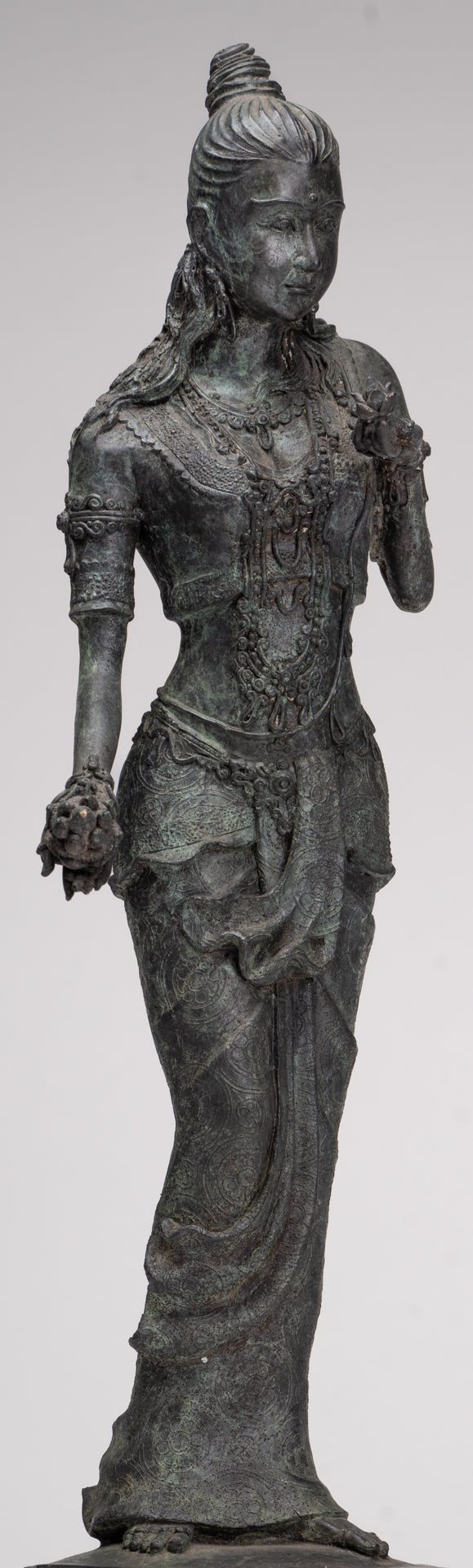 Masterpiece - Antique Java Style Majapahit Standing White Devi Tara Statue - 48cm/19"
