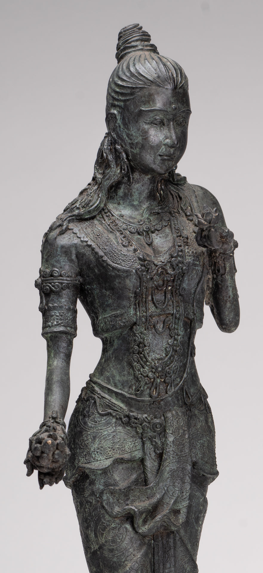 Masterpiece - Antique Java Style Majapahit Standing White Devi Tara Statue - 48cm/19"