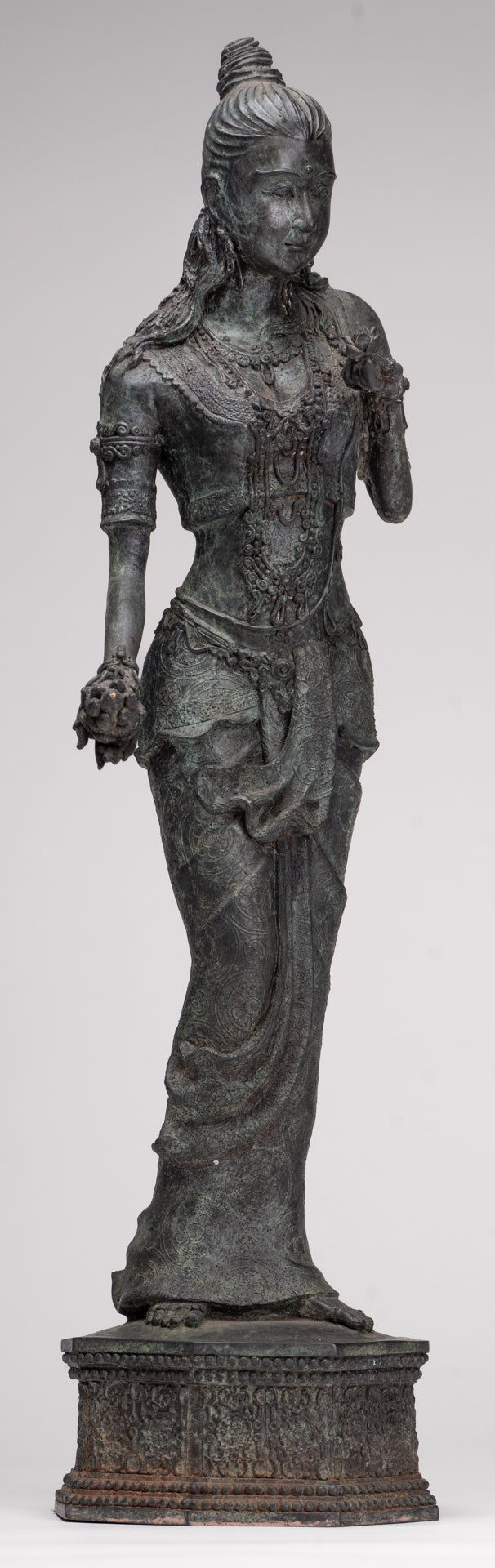 Masterpiece - Antique Java Style Majapahit Standing White Devi Tara Statue - 48cm/19"