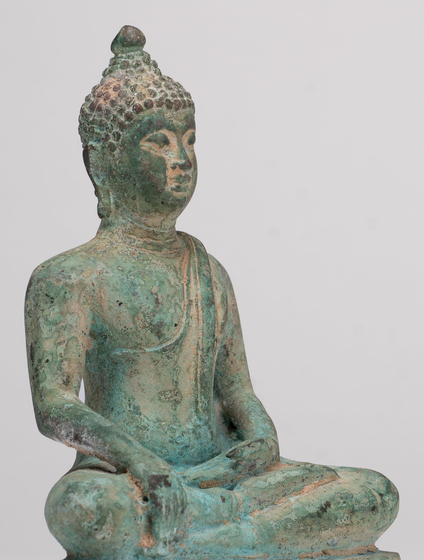Buddha Statue - Antique Thai Style Bronze Chiang Saen Enlightenment Buddha Statue - 15.5cm/6"