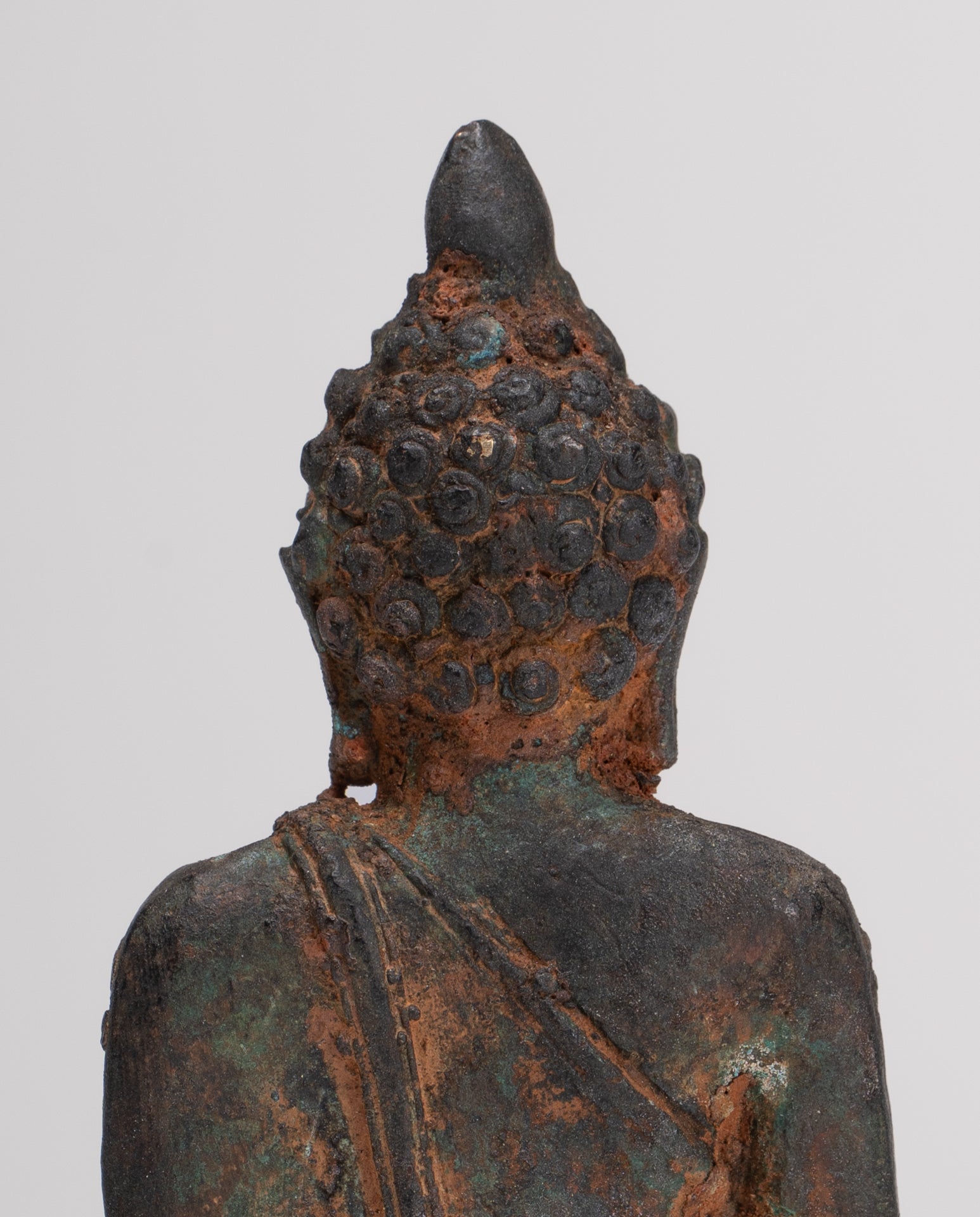 Buddha Statue - Antique Thai Style Bronze Chiang Saen Enlightenment Buddha Statue - 11.5cm/5"