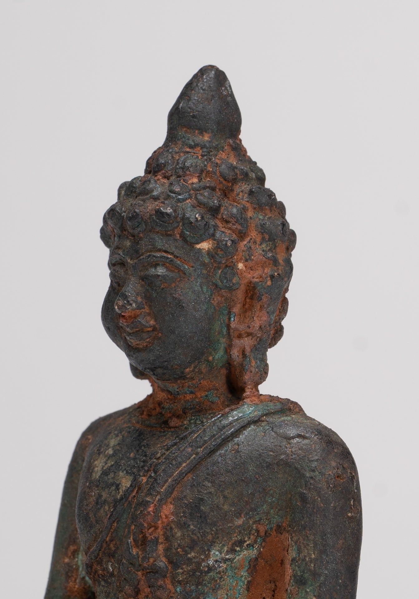 Buddha Statue - Antique Thai Style Bronze Chiang Saen Enlightenment Buddha Statue - 11.5cm/5"