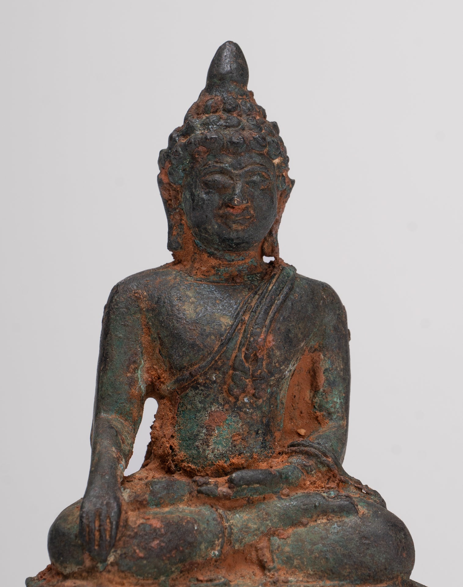 Buddha Statue - Antique Thai Style Bronze Chiang Saen Enlightenment Buddha Statue - 11.5cm/5"