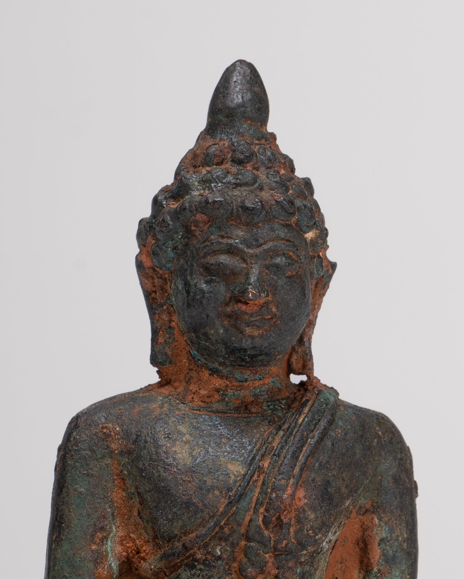 Buddha Statue - Antique Thai Style Bronze Chiang Saen Enlightenment Buddha Statue - 11.5cm/5"