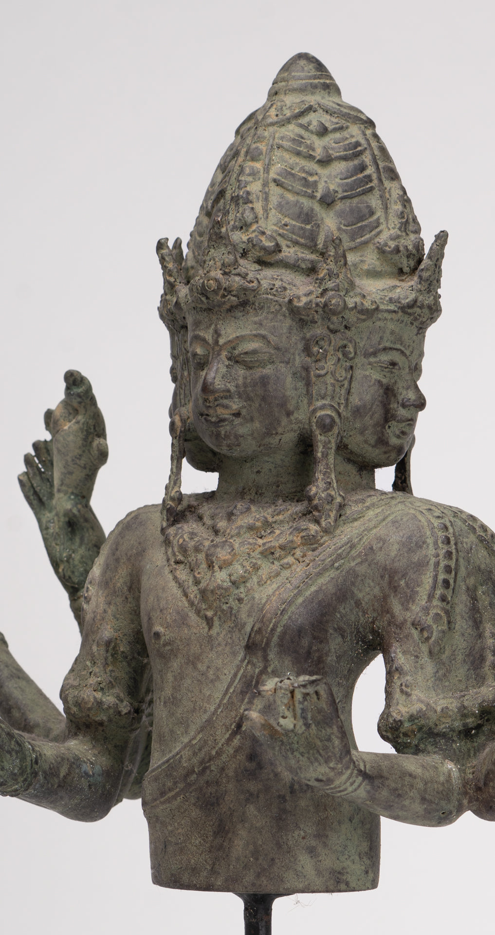 Brahma Statue - Antique Indonesian Style Bronze Brahma - Hindu God Creation - 36cm/14"