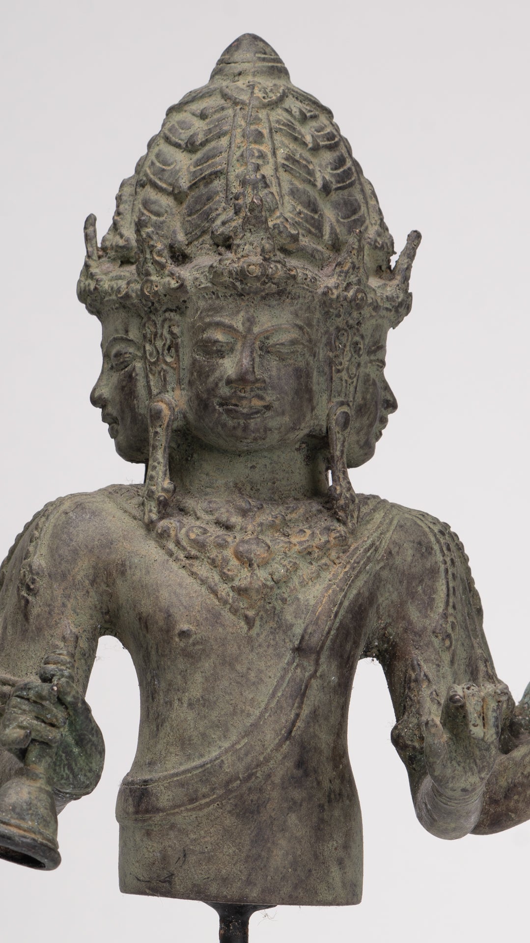 Brahma Statue - Antique Indonesian Style Bronze Brahma - Hindu God Creation - 36cm/14"
