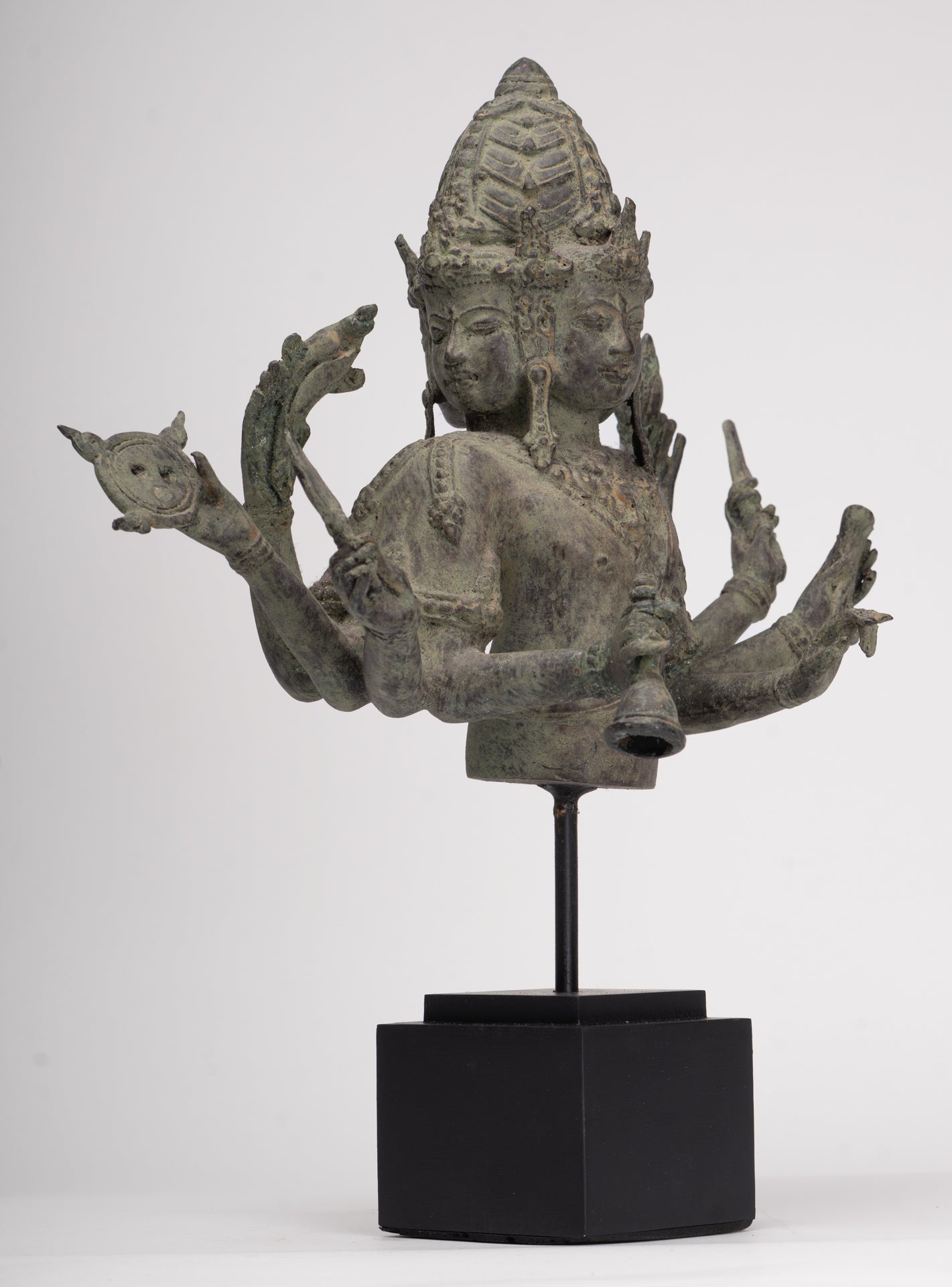 Brahma Statue - Antique Indonesian Style Bronze Brahma - Hindu God Creation - 36cm/14"