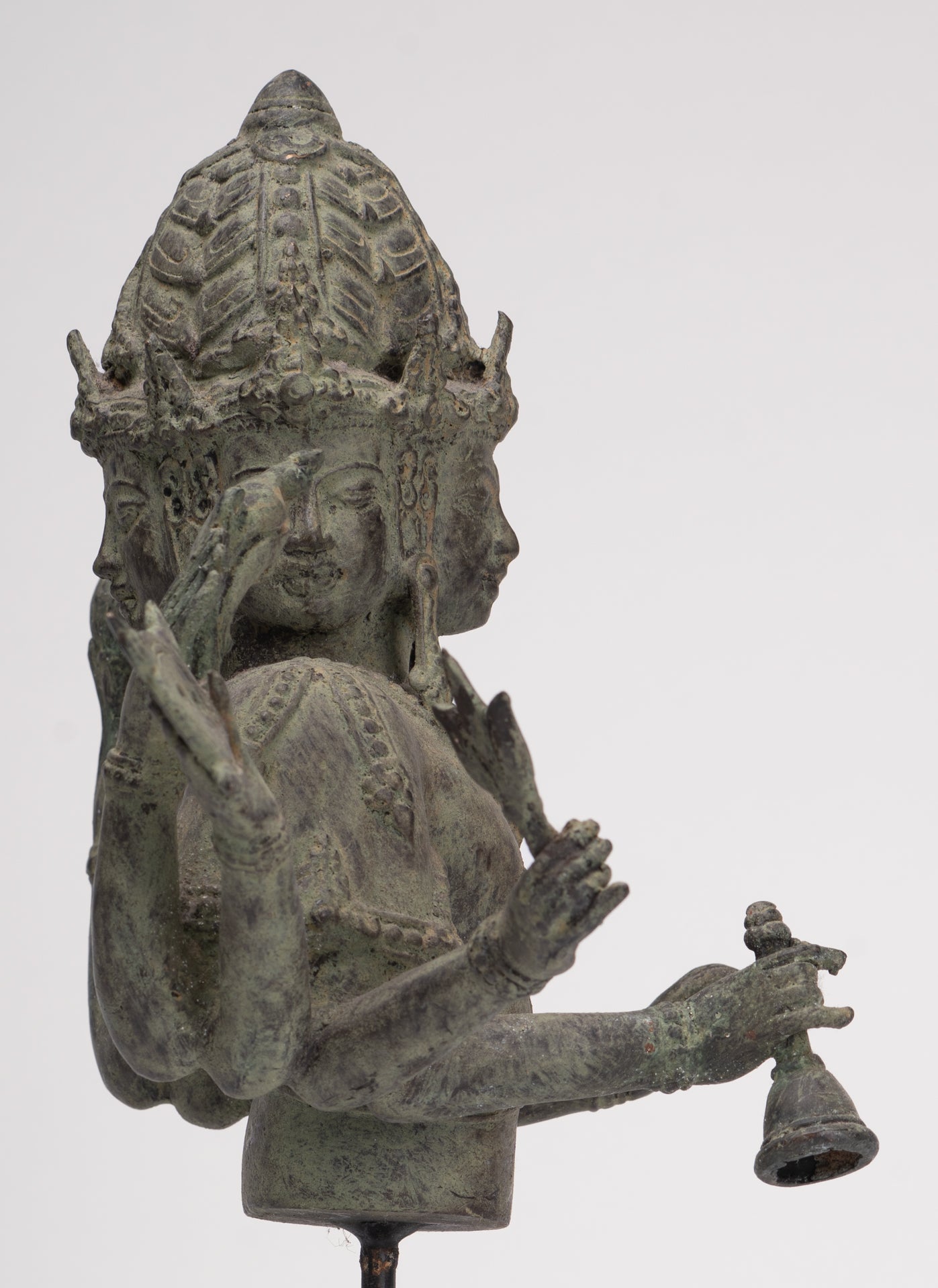 Brahma Statue - Antique Indonesian Style Bronze Brahma - Hindu God Creation - 36cm/14"