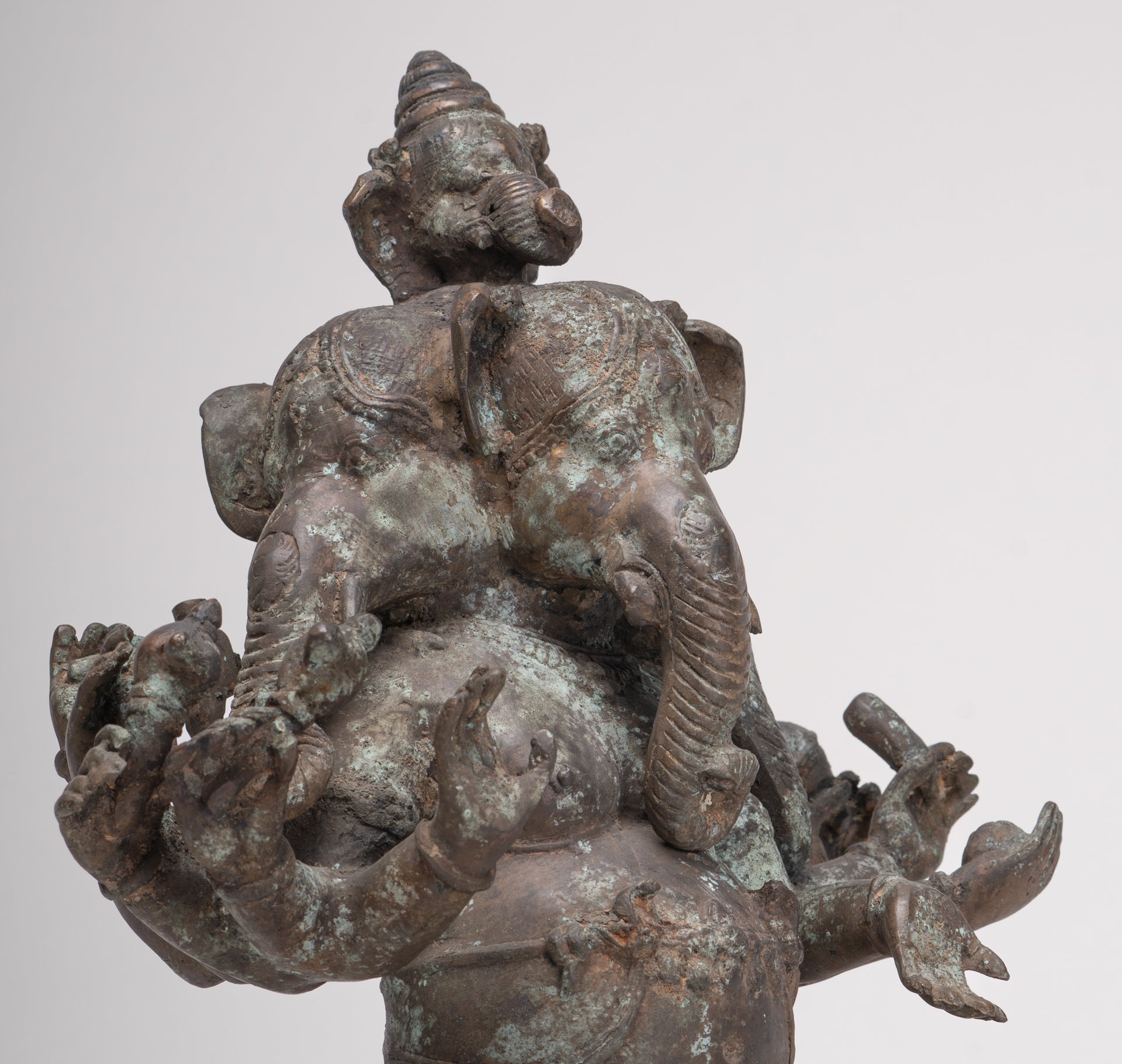 Ganesh - Antique Indonesian Style Bronze Heramba Ganesha Statue - 34cm/14"