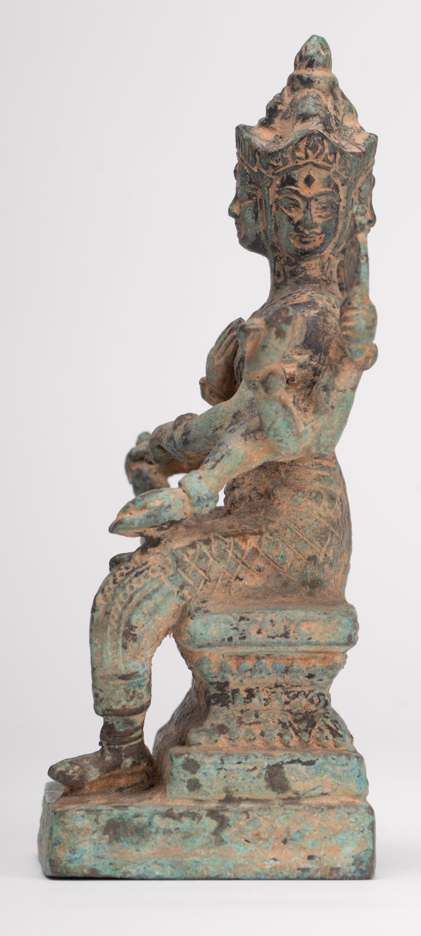 Brahma Statue - Antique Khmer Style Bronze Brahma - Hindu God Creation - 15cm/6"