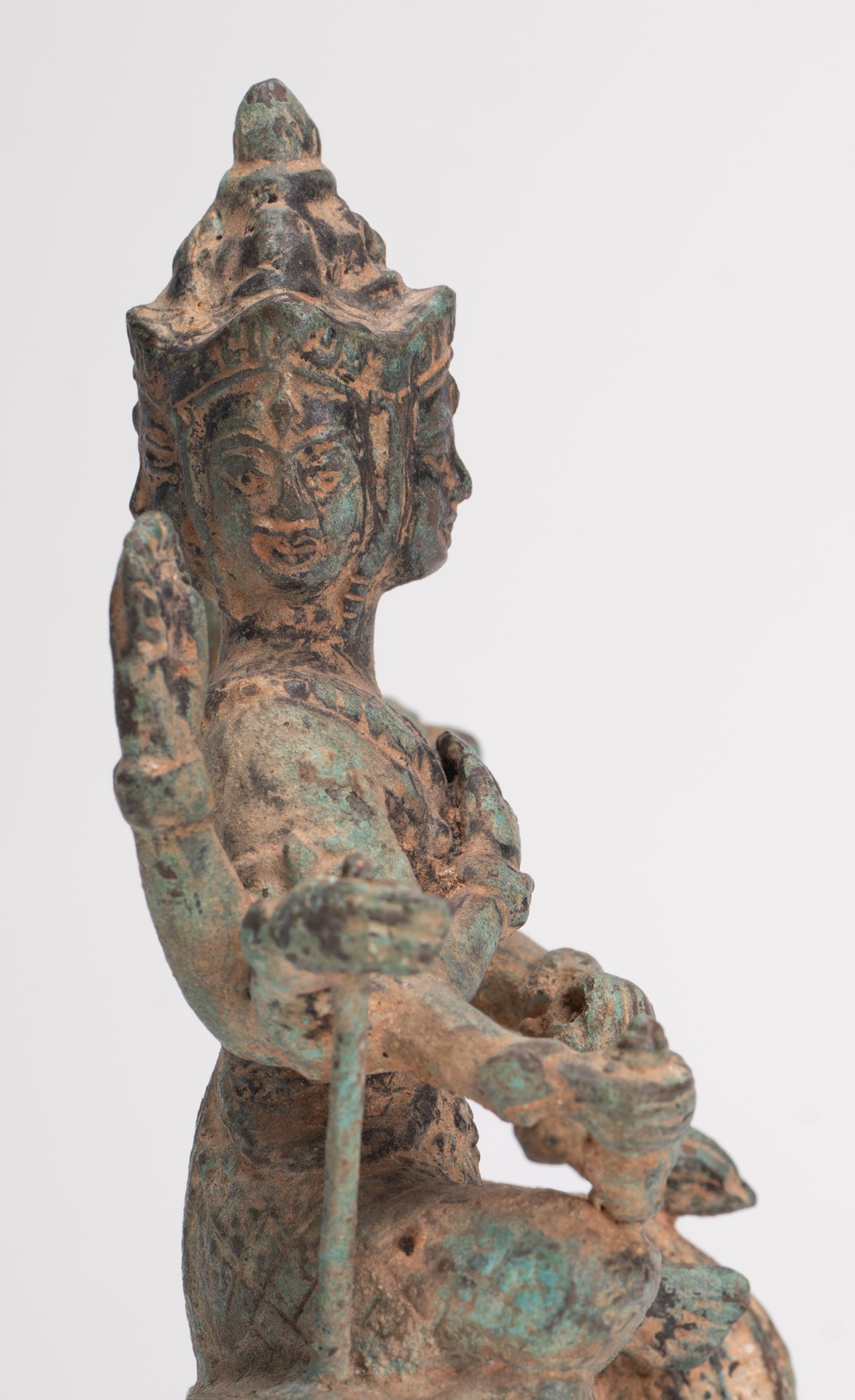 Brahma Statue - Antique Khmer Style Bronze Brahma - Hindu God Creation - 15cm/6"
