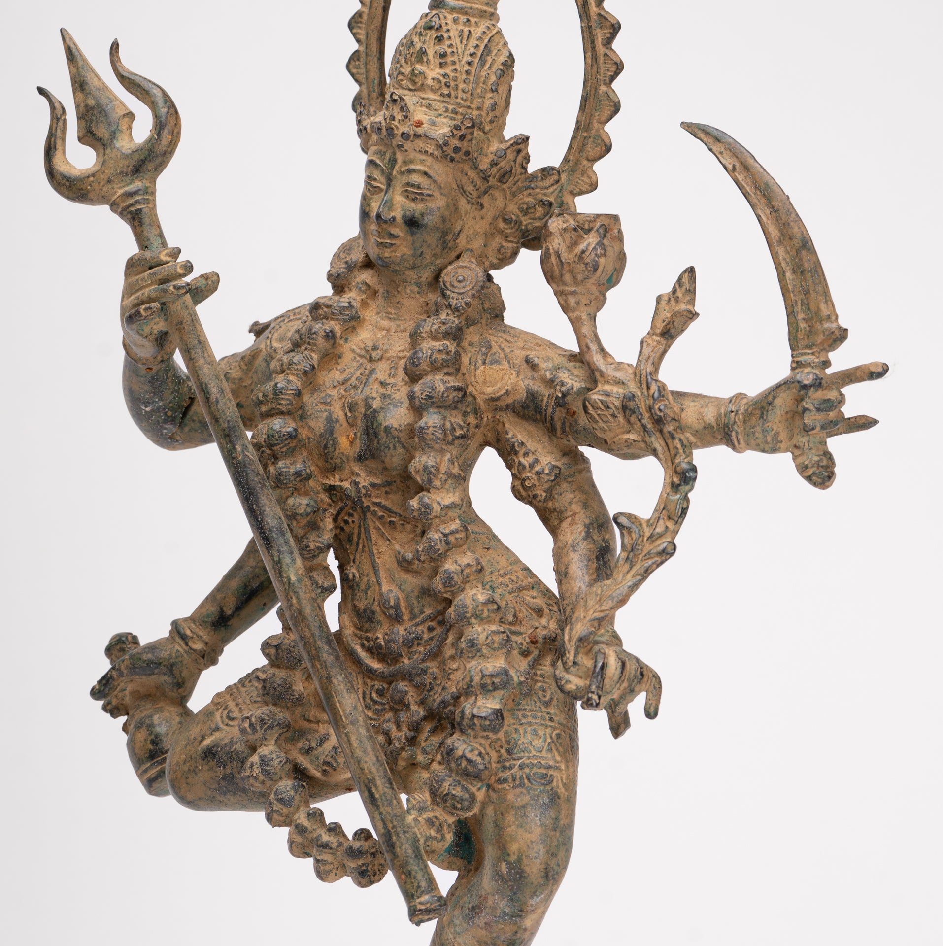 Kali Statue - Antique Java Style Majapahit Standing Bronze Kali or Mahakali Statue - 44cm/18"