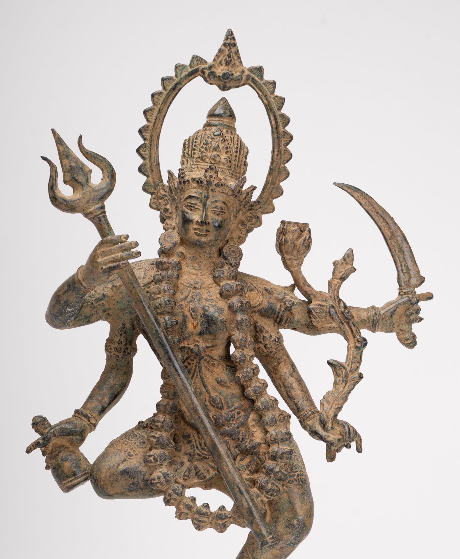 Kali Statue - Antique Java Style Majapahit Standing Bronze Kali or Mahakali Statue - 44cm/18"