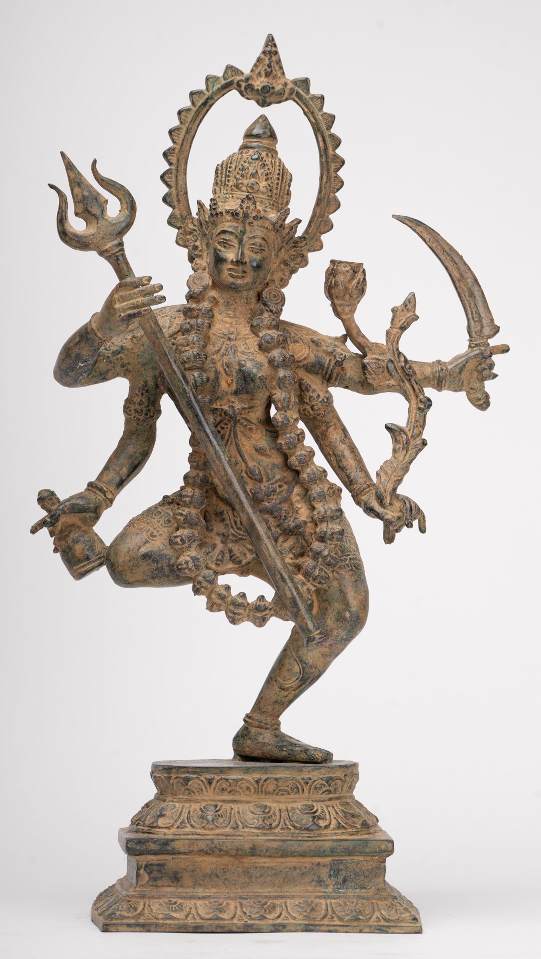 Kali Statue - Antique Java Style Majapahit Standing Bronze Kali or Mahakali Statue - 44cm/18"