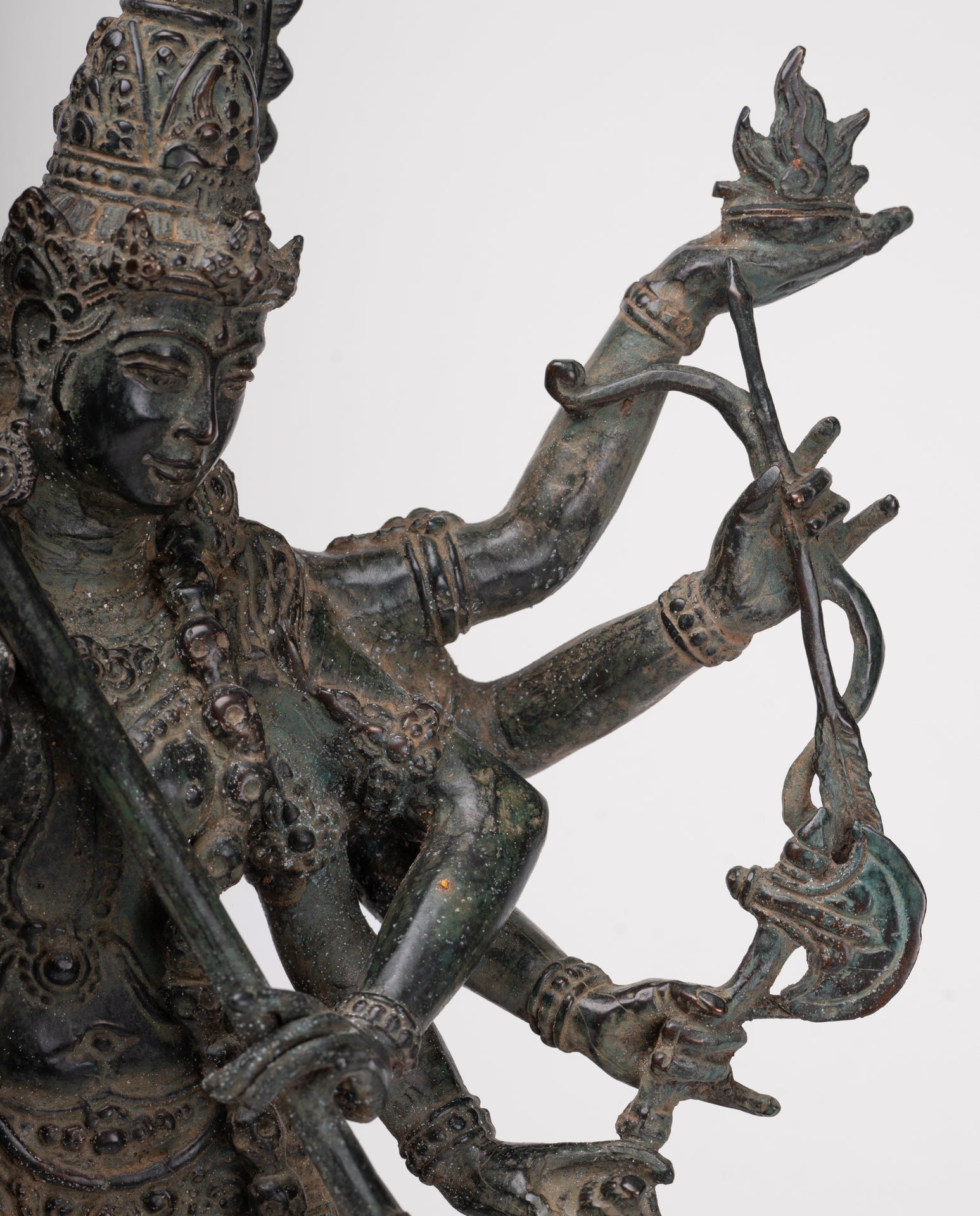 Antique Javanese Style Majapahit Simhavahini Durga Statue - 45cm/18"