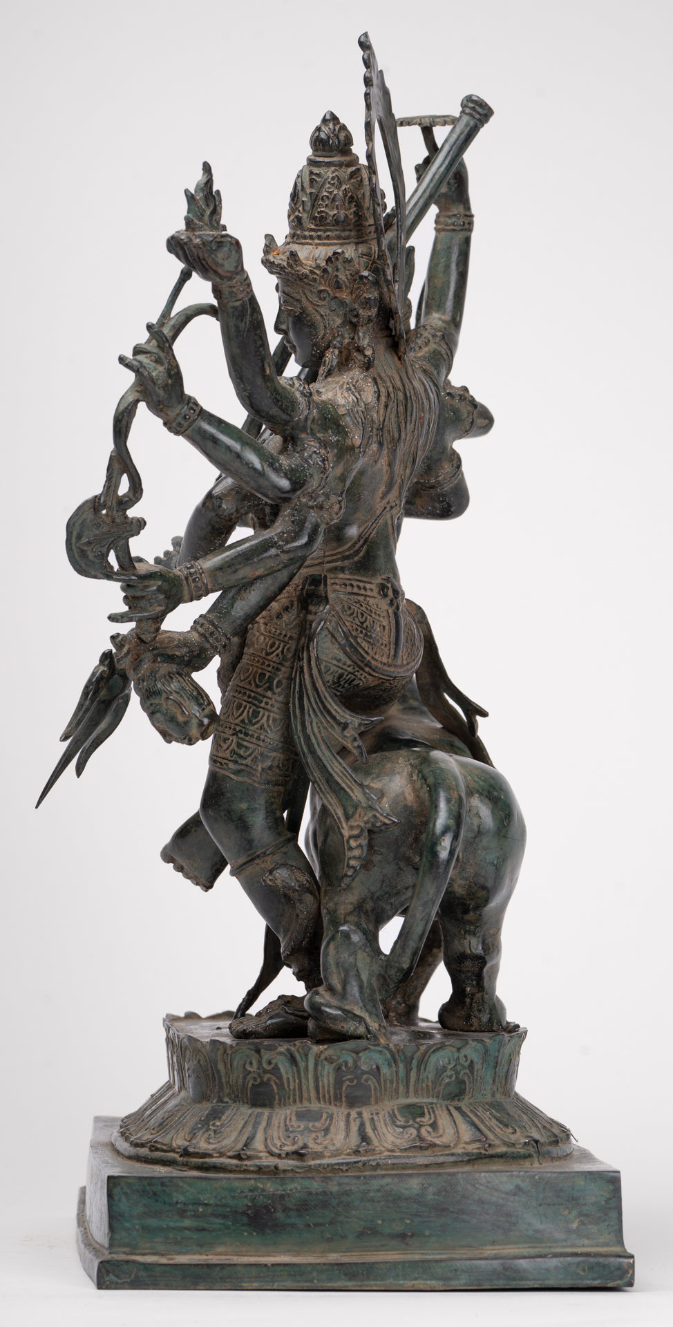 Antique Javanese Style Majapahit Simhavahini Durga Statue - 45cm/18"