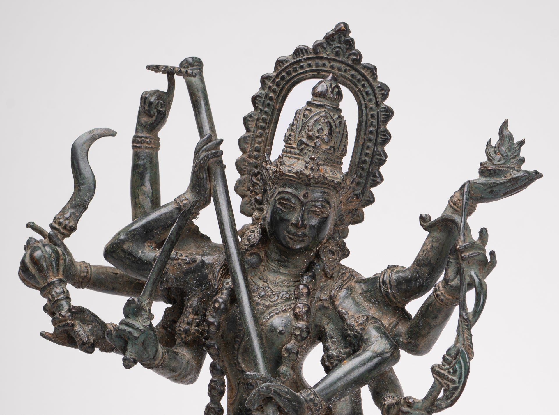 Antique Javanese Style Majapahit Simhavahini Durga Statue - 45cm/18"f