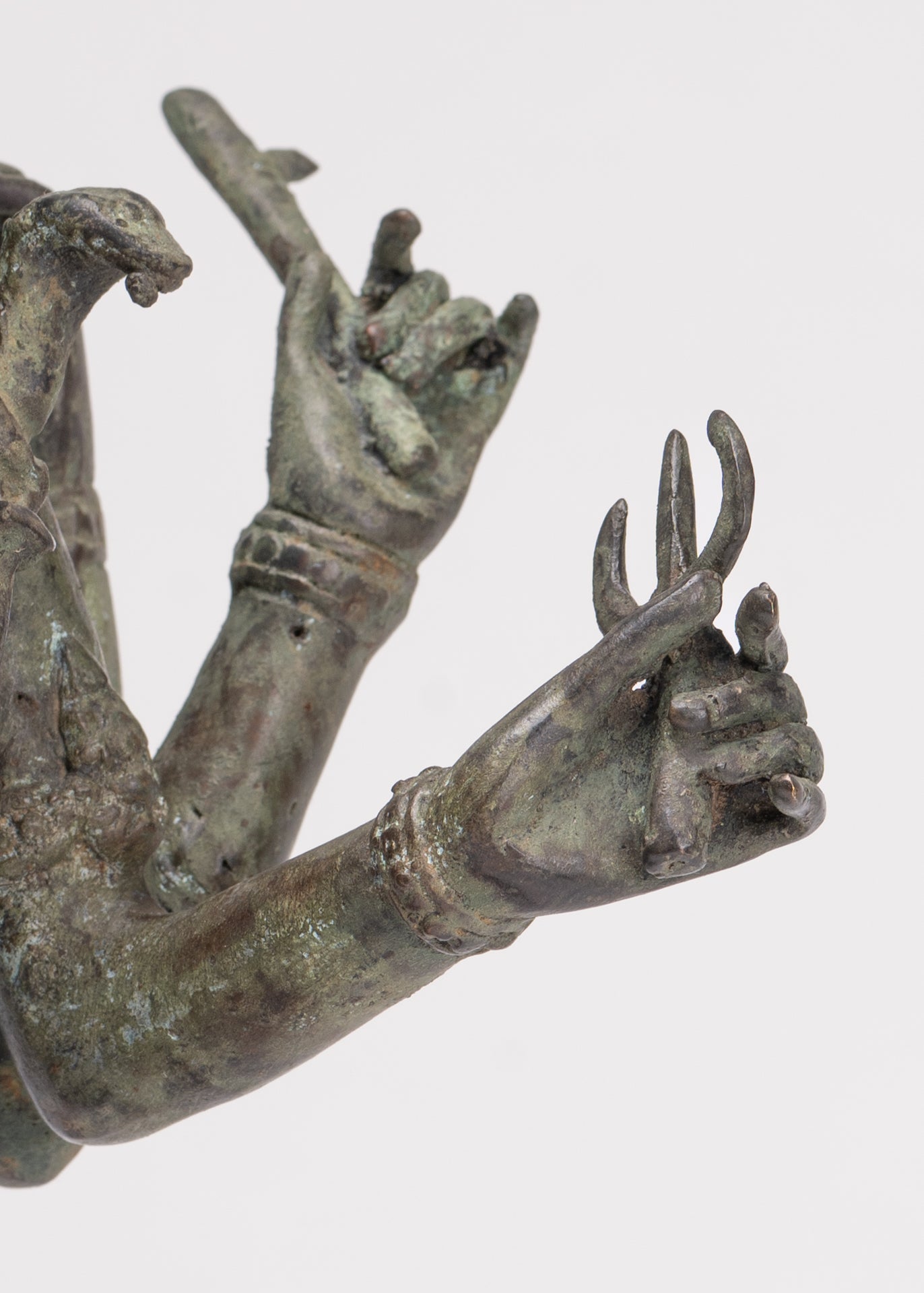 Shiva Statue - Antique Indonesian Style Bronze Javanese 6-Arm Shiva Statue - 34cm/14"