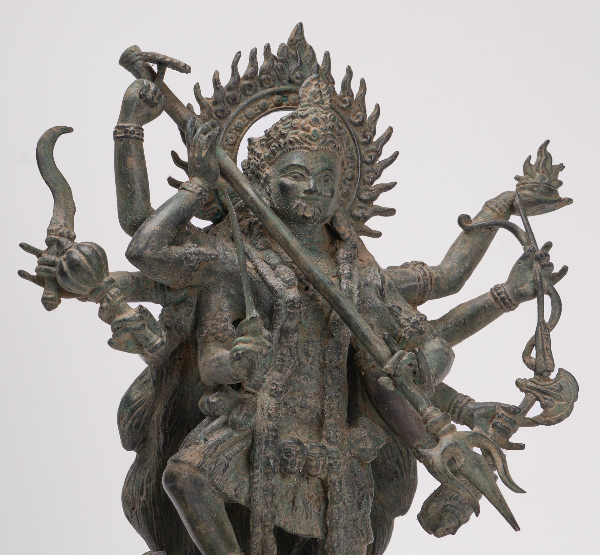 Kali Statue - Antique Java Style Majapahit Standing Bronze Kali or Mahakali Statue - 43cm/17"