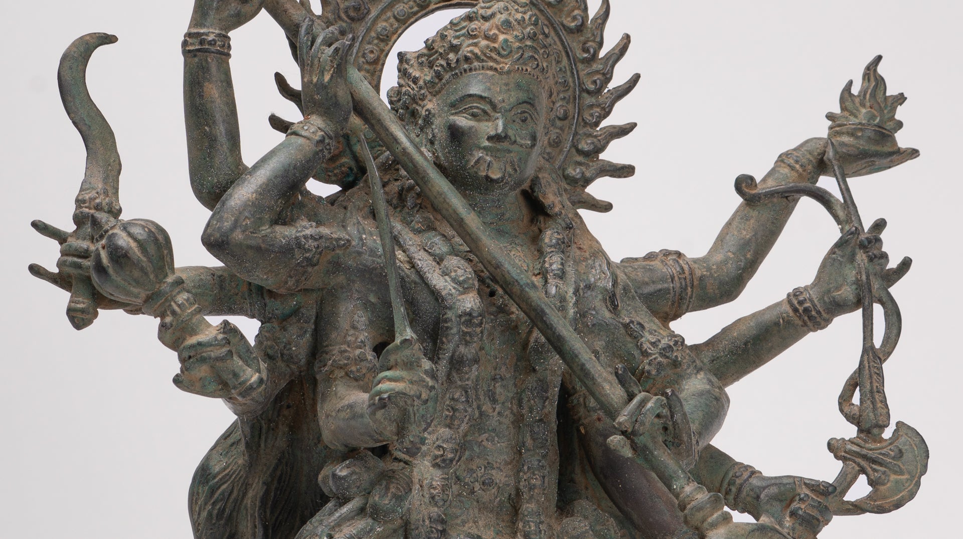 Kali Statue - Antique Java Style Majapahit Standing Bronze Kali or Mahakali Statue - 43cm/17"