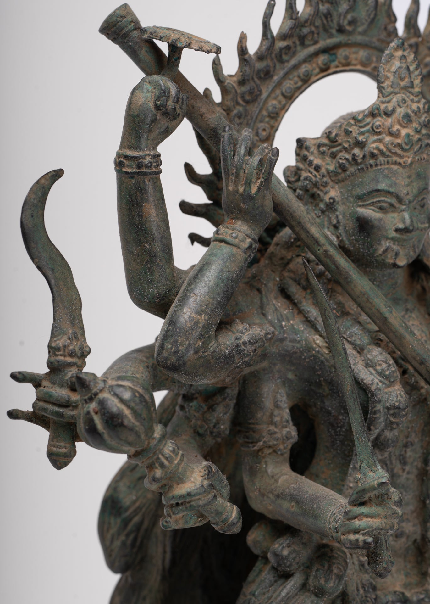 Kali Statue - Antique Java Style Majapahit Standing Bronze Kali or Mahakali Statue - 43cm/17"