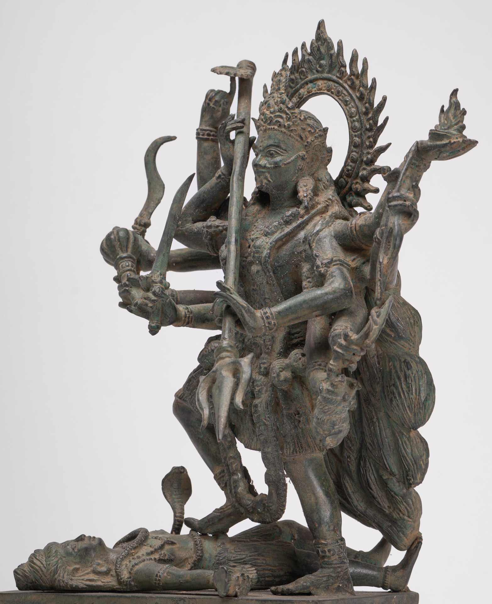 Kali Statue - Antique Java Style Majapahit Standing Bronze Kali or Mahakali Statue - 43cm/17"