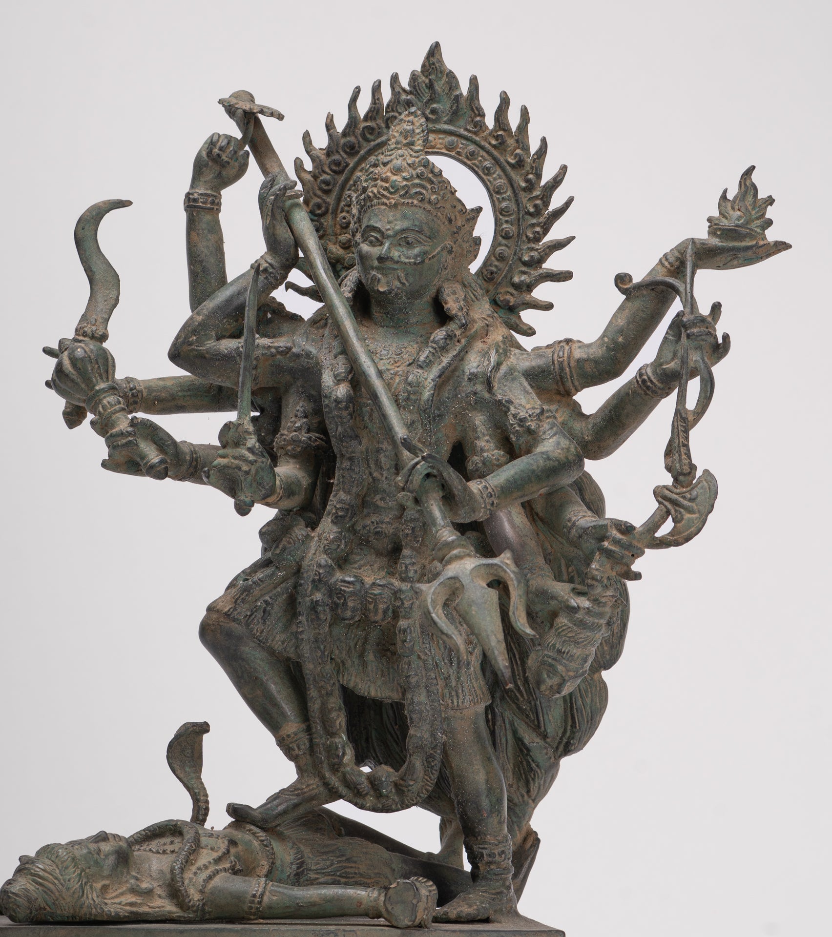 Kali Statue - Antique Java Style Majapahit Standing Bronze Kali or Mahakali Statue - 43cm/17"