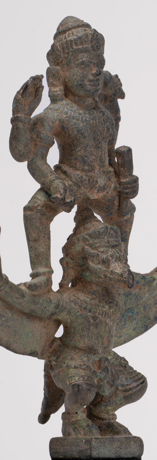 Masterpiece - Antique Khmer Style Bronze Khmer Angkor Wat Vishnu Statue Riding Garuda - 19.5cm/8"
