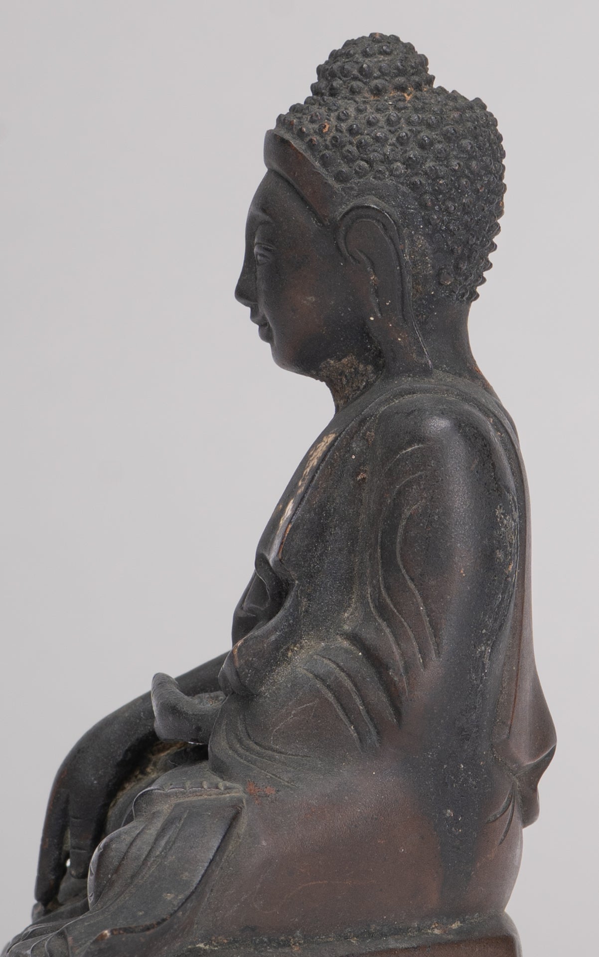 Antique Burmese Style Bronze Mandalay Enlightenment Buddha Statue - 13.5cm/5"