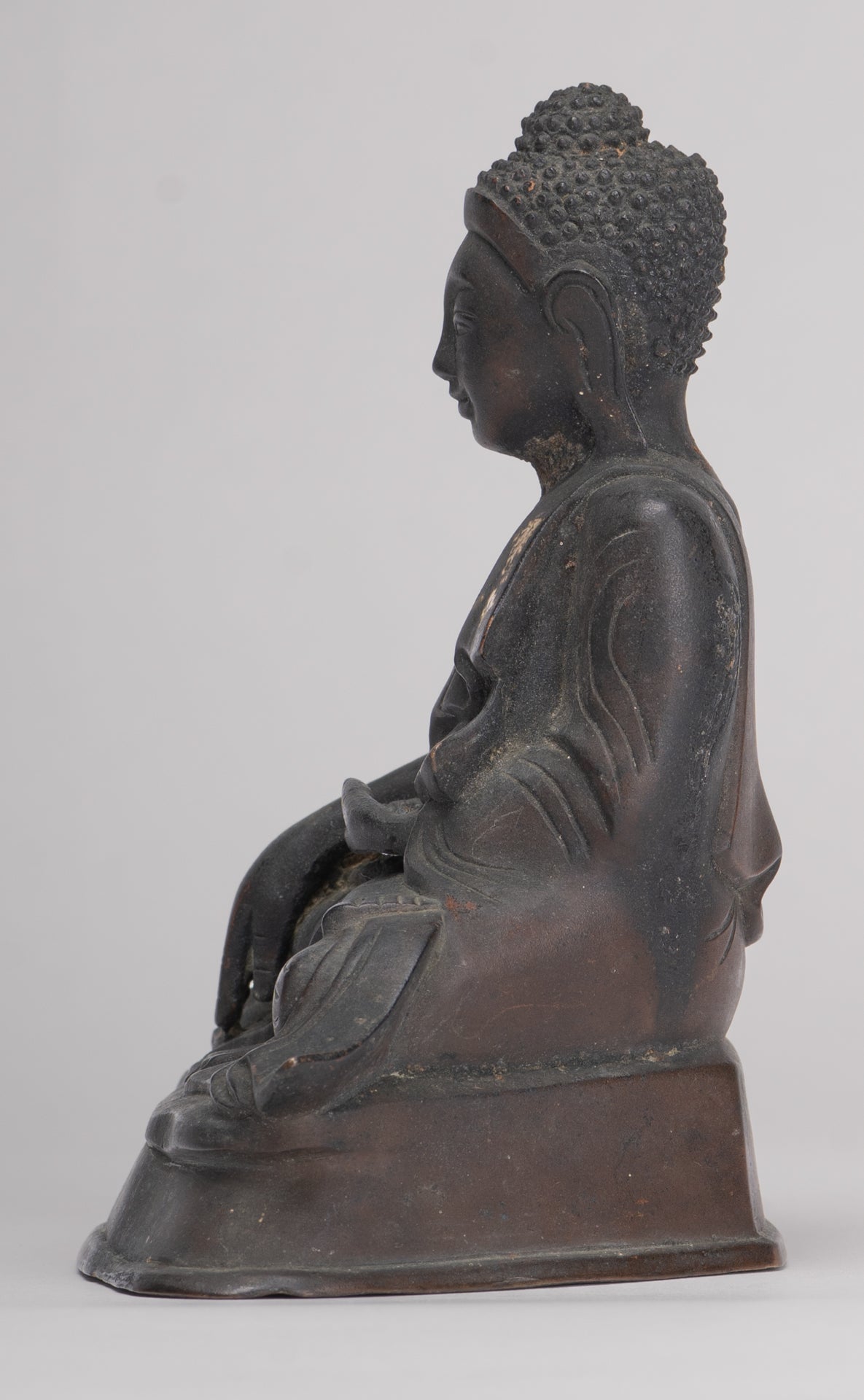 Antique Burmese Style Bronze Mandalay Enlightenment Buddha Statue - 13.5cm/5"