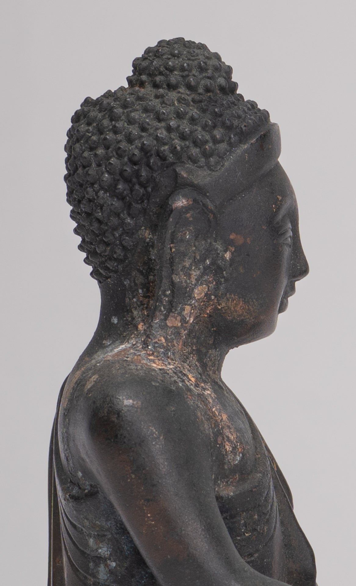 Antique Burmese Style Bronze Mandalay Enlightenment Buddha Statue - 13.5cm/5"