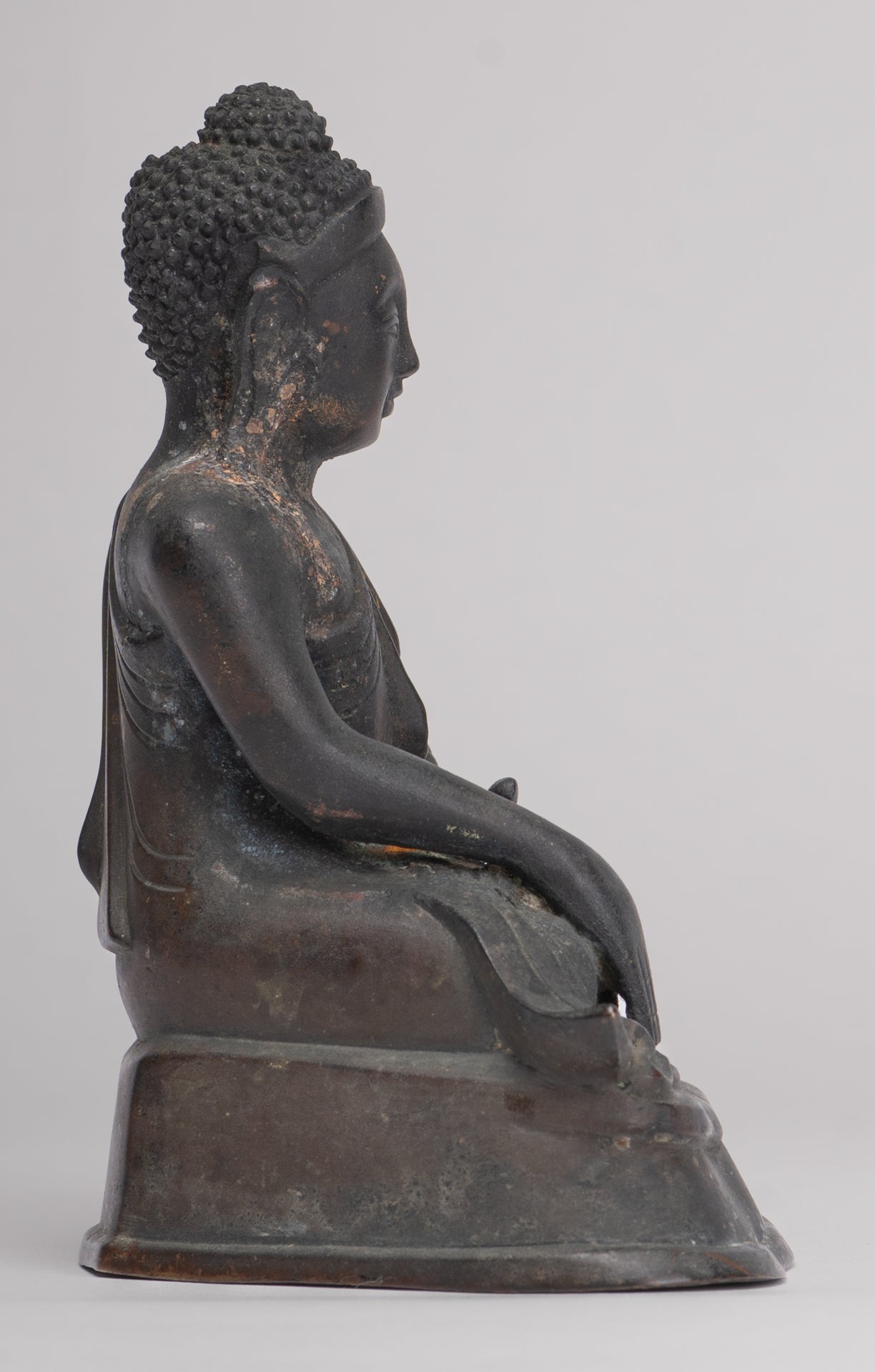 Antique Burmese Style Bronze Mandalay Enlightenment Buddha Statue - 13.5cm/5"