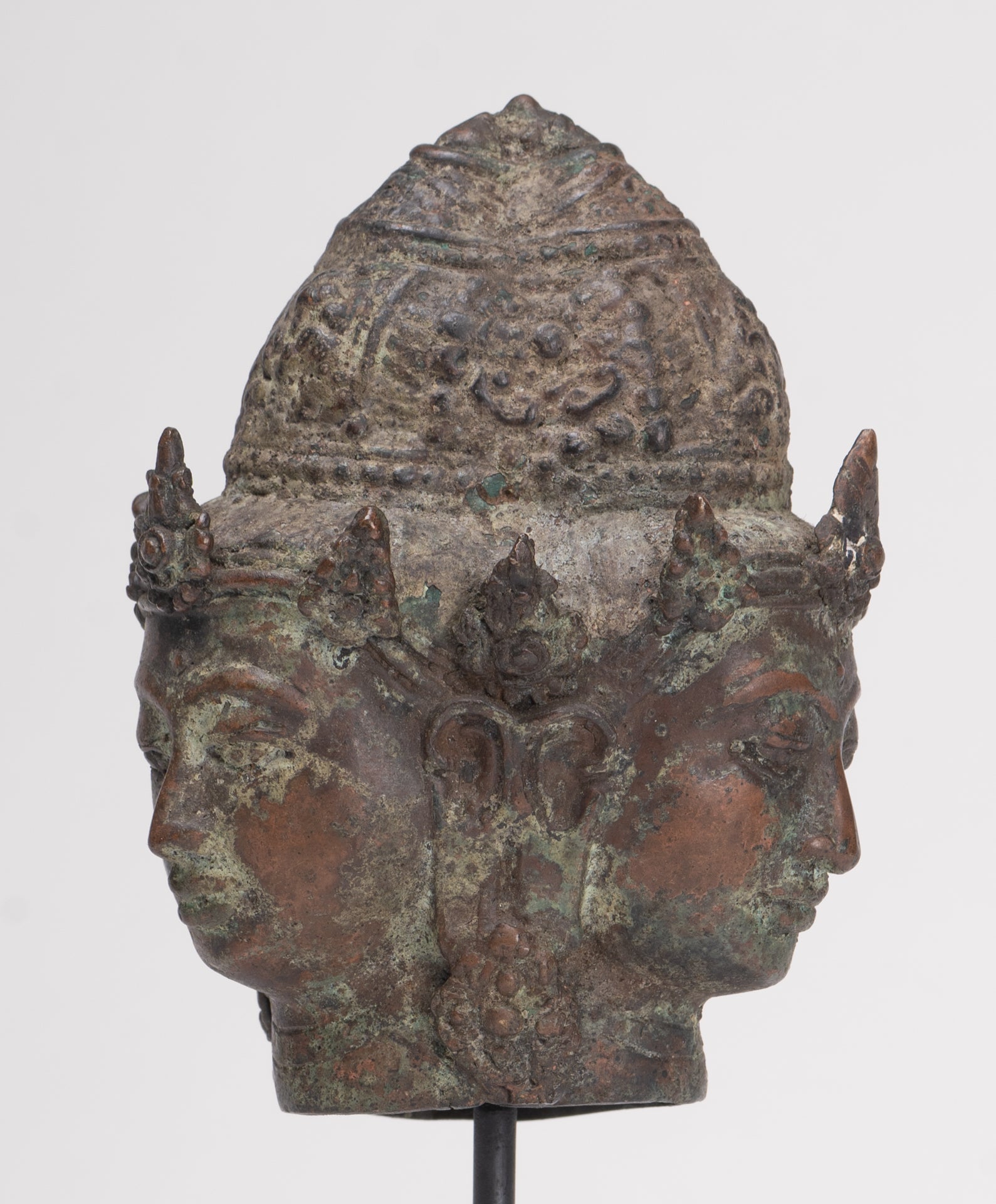 Trimurti Statue - Antique Indonesian Style Trimurti Shiva Brahma Vishnu Head - 21cm/8"