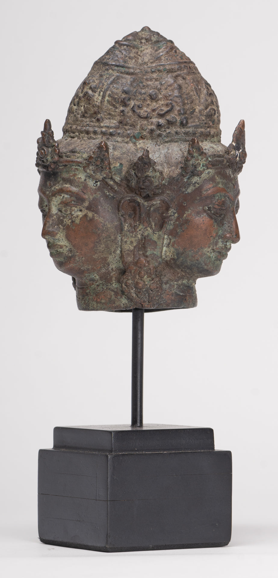 Trimurti Statue - Antique Indonesian Style Trimurti Shiva Brahma Vishnu Head - 21cm/8"