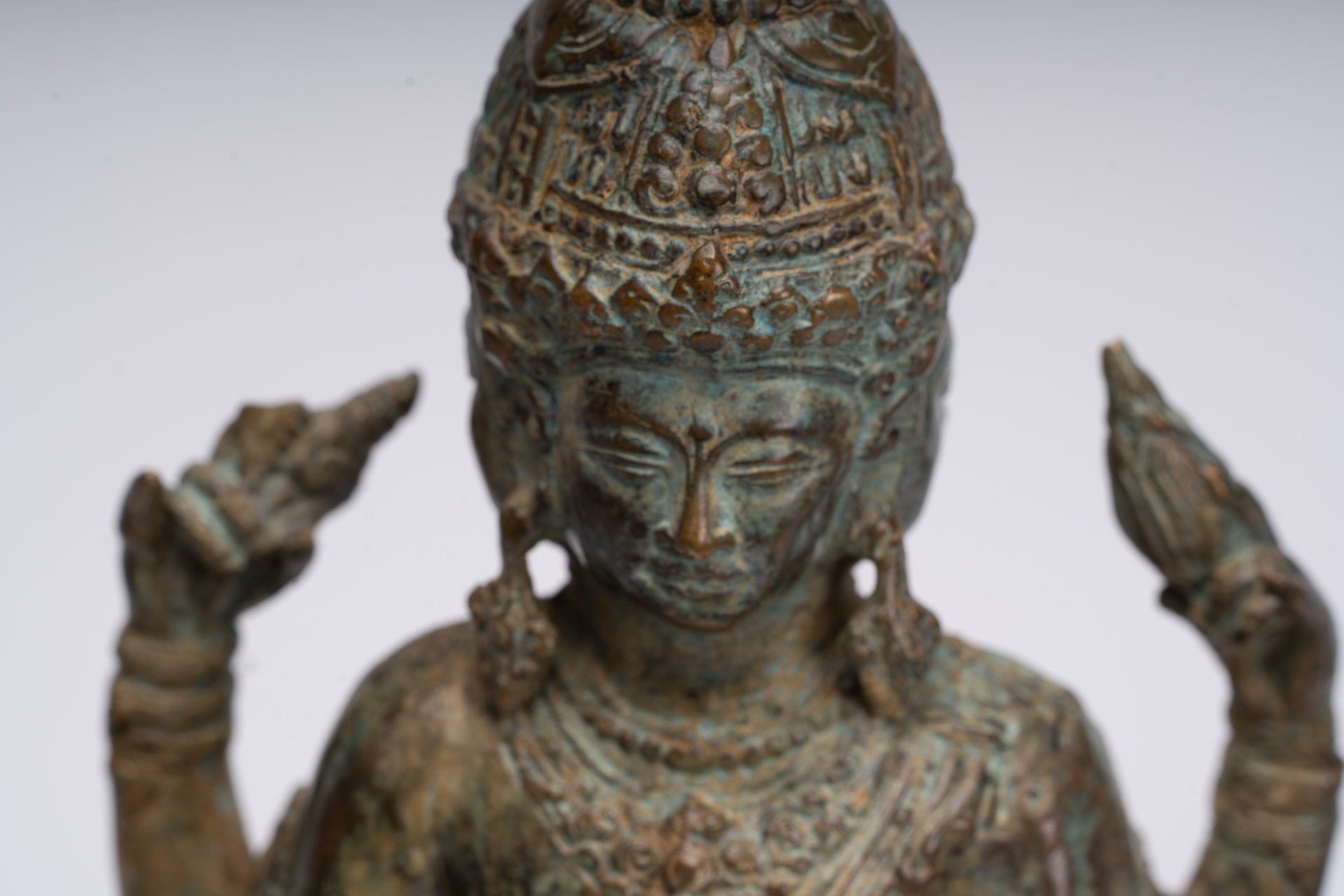 Trimurti Statue - Antique Indonesian Style Trimurti Shiva Brahma Vishnu Statue - 32.5cm/13"
