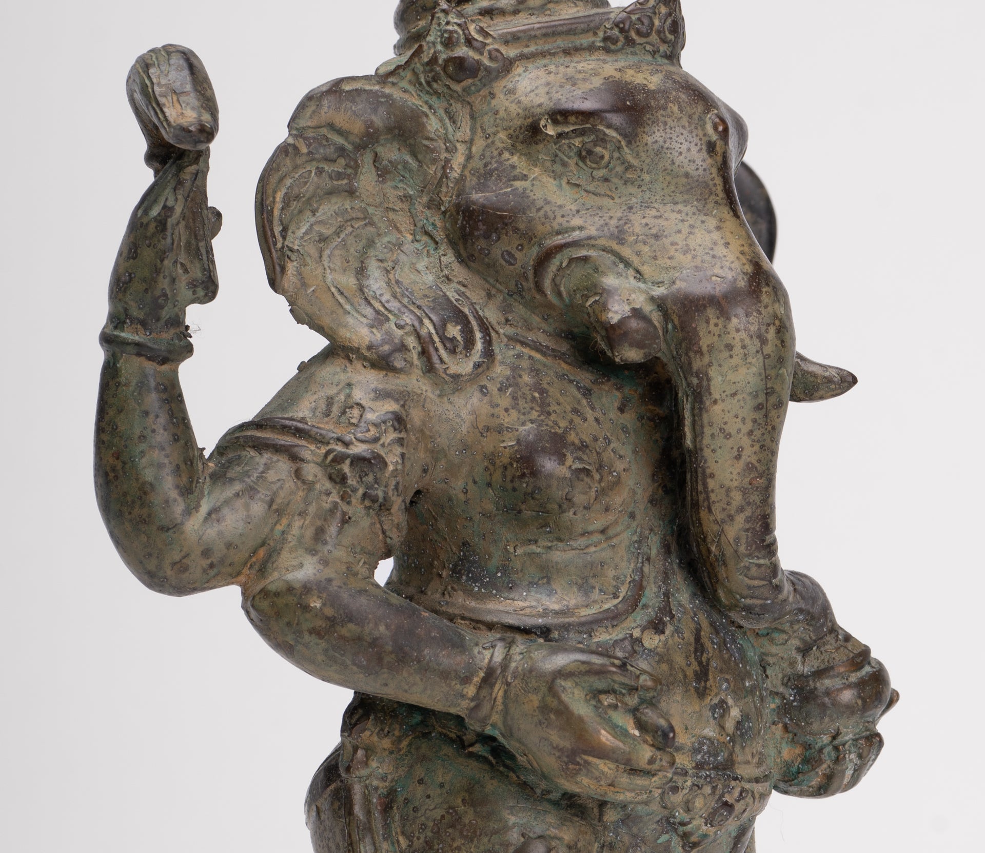Ganesha Statue - Antique Javanese Style Bronze Standing Indonesian Ganesha Statue - 30cm/12"
