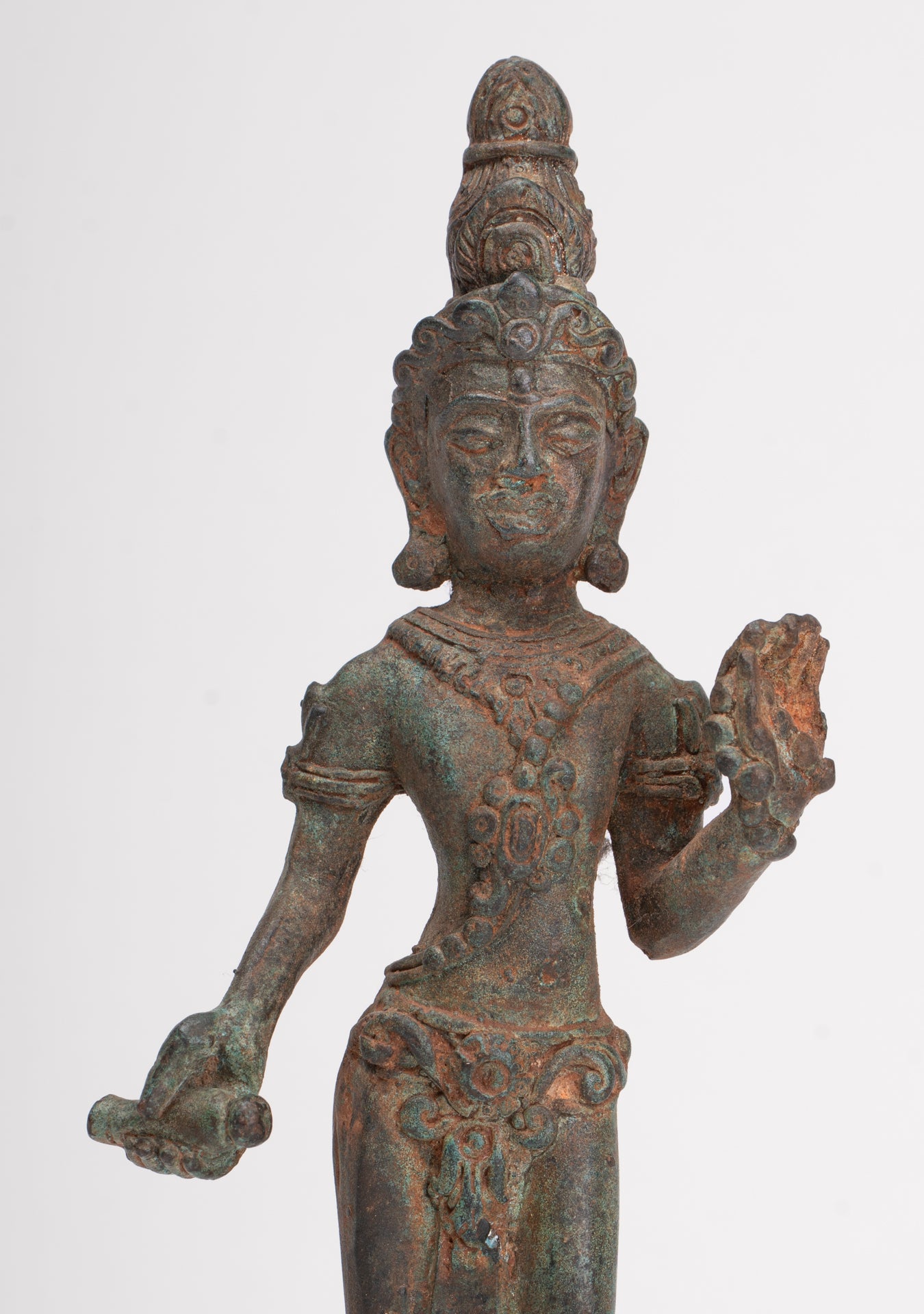Antique Khmer Style Bronze Pre-Angkor Standing Shiva - 23cm/9"