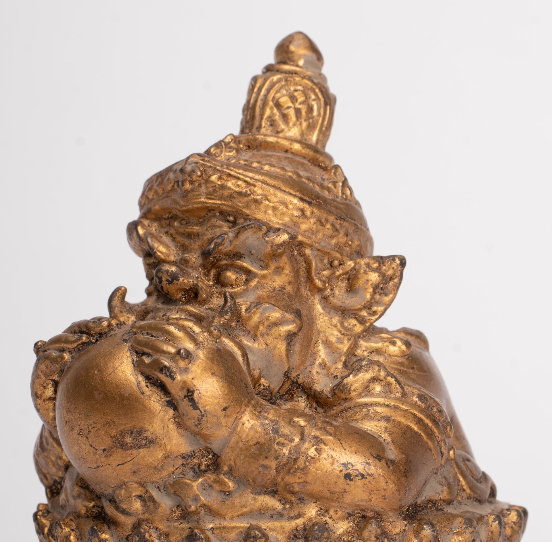 Antique Thai Style God of Eclipses and Protection Phra Rahu Statue - 11cm/4"