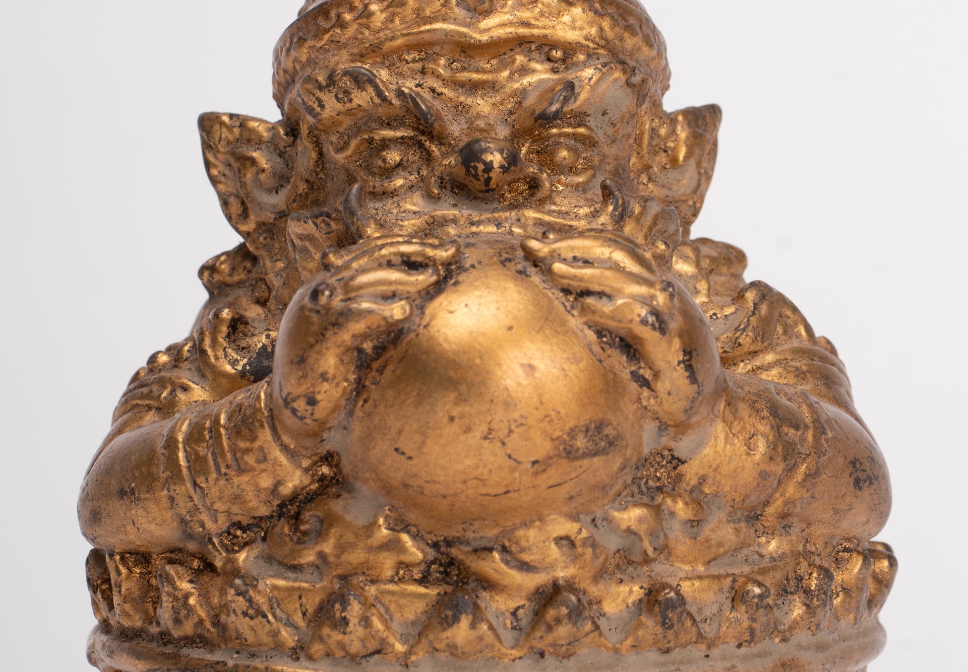 Antique Thai Style God of Eclipses and Protection Phra Rahu Statue - 11cm/4"
