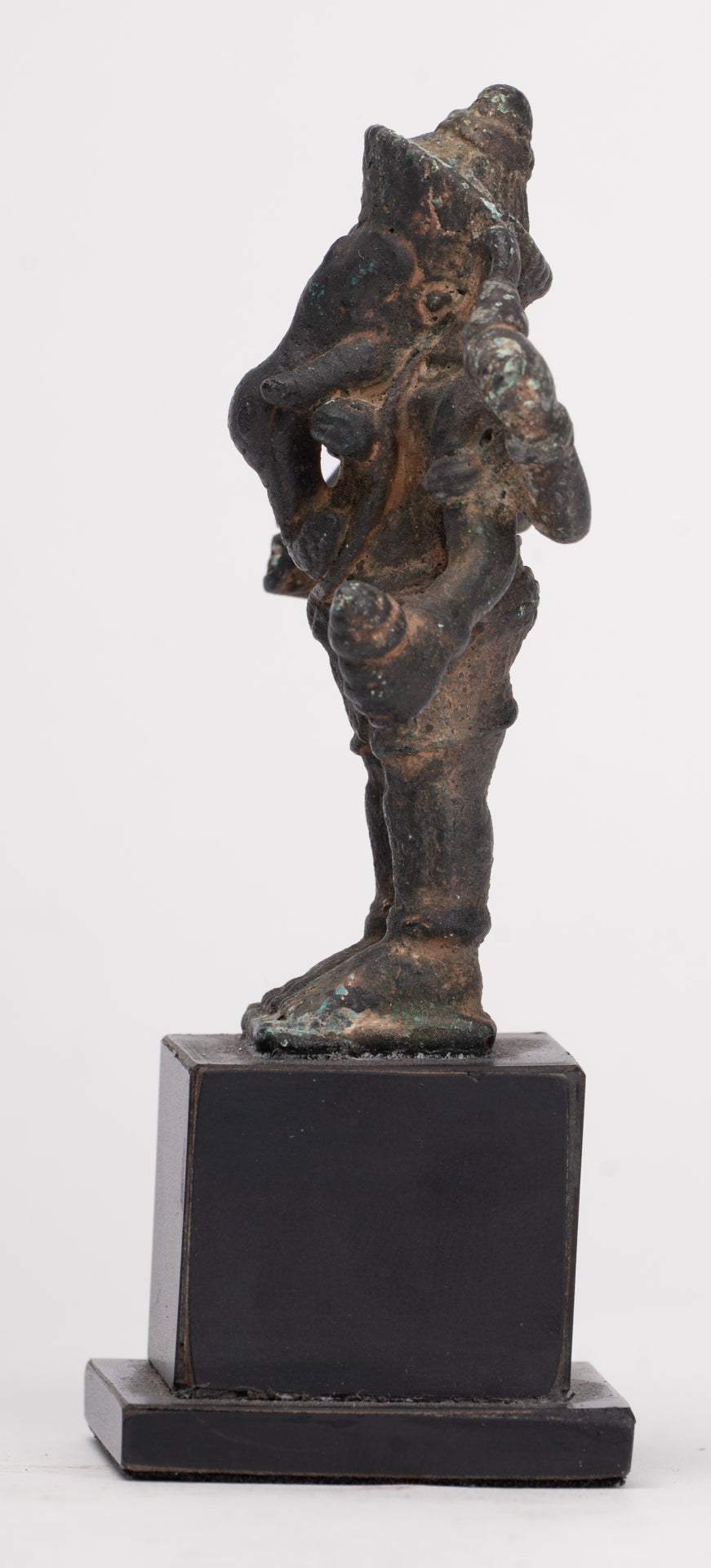 Antique Khmer Style Bronze Mounted Ganesha Statue - 11cm/4"