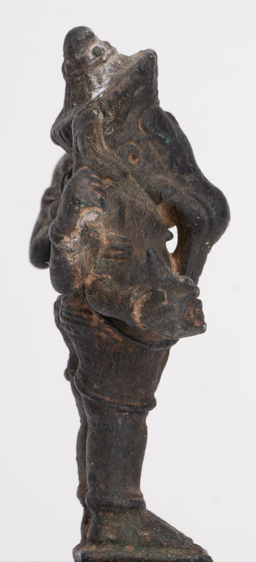 Antique Khmer Style Bronze Mounted Ganesha Statue - 11cm/4"