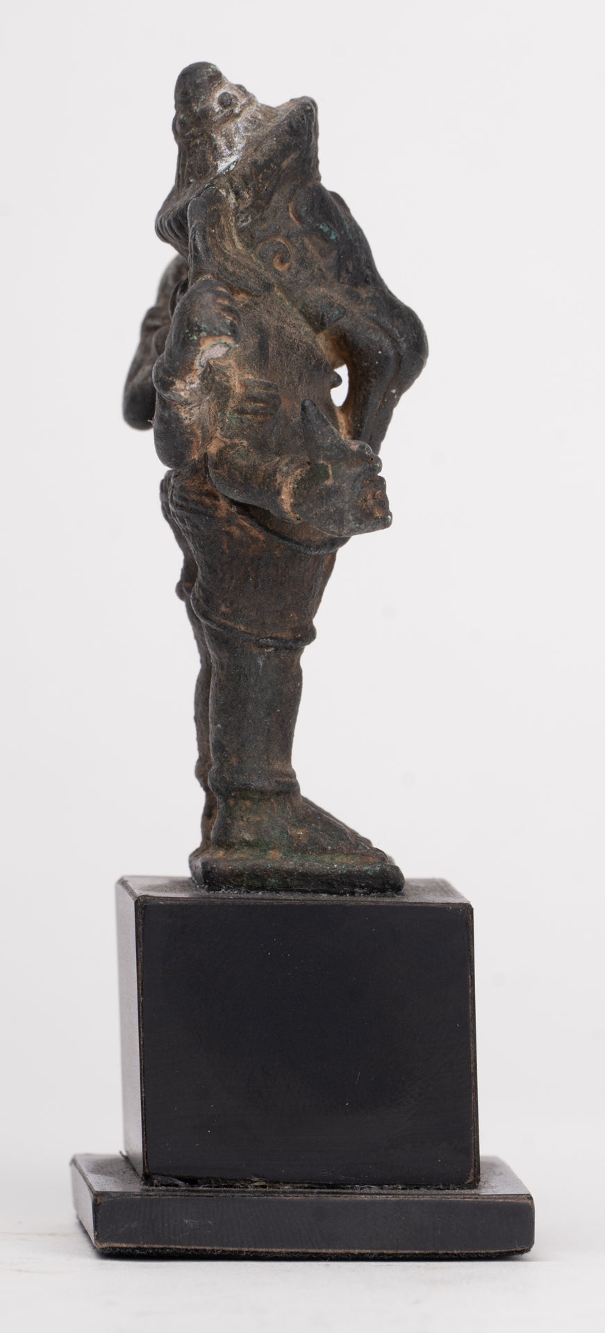Antique Khmer Style Bronze Mounted Ganesha Statue - 11cm/4"