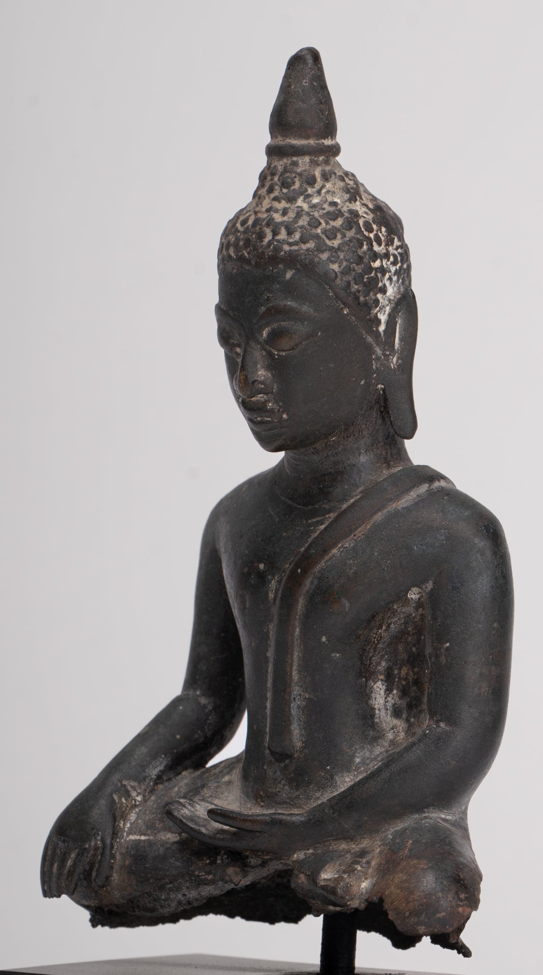 Buddha Statue - Antique Ayutthaya Style Seated Enlightenment Buddha Statue - 15cm/6"