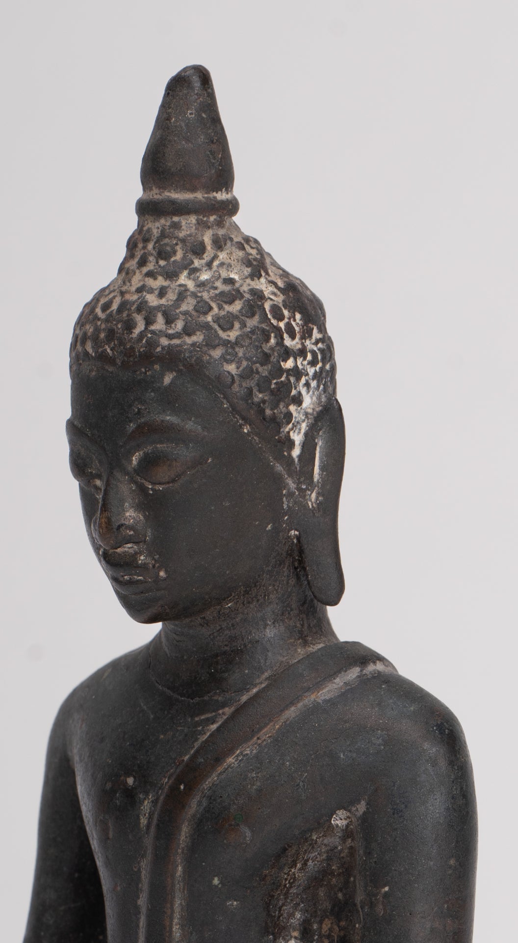 Buddha Statue - Antique Ayutthaya Style Seated Enlightenment Buddha Statue - 15cm/6"