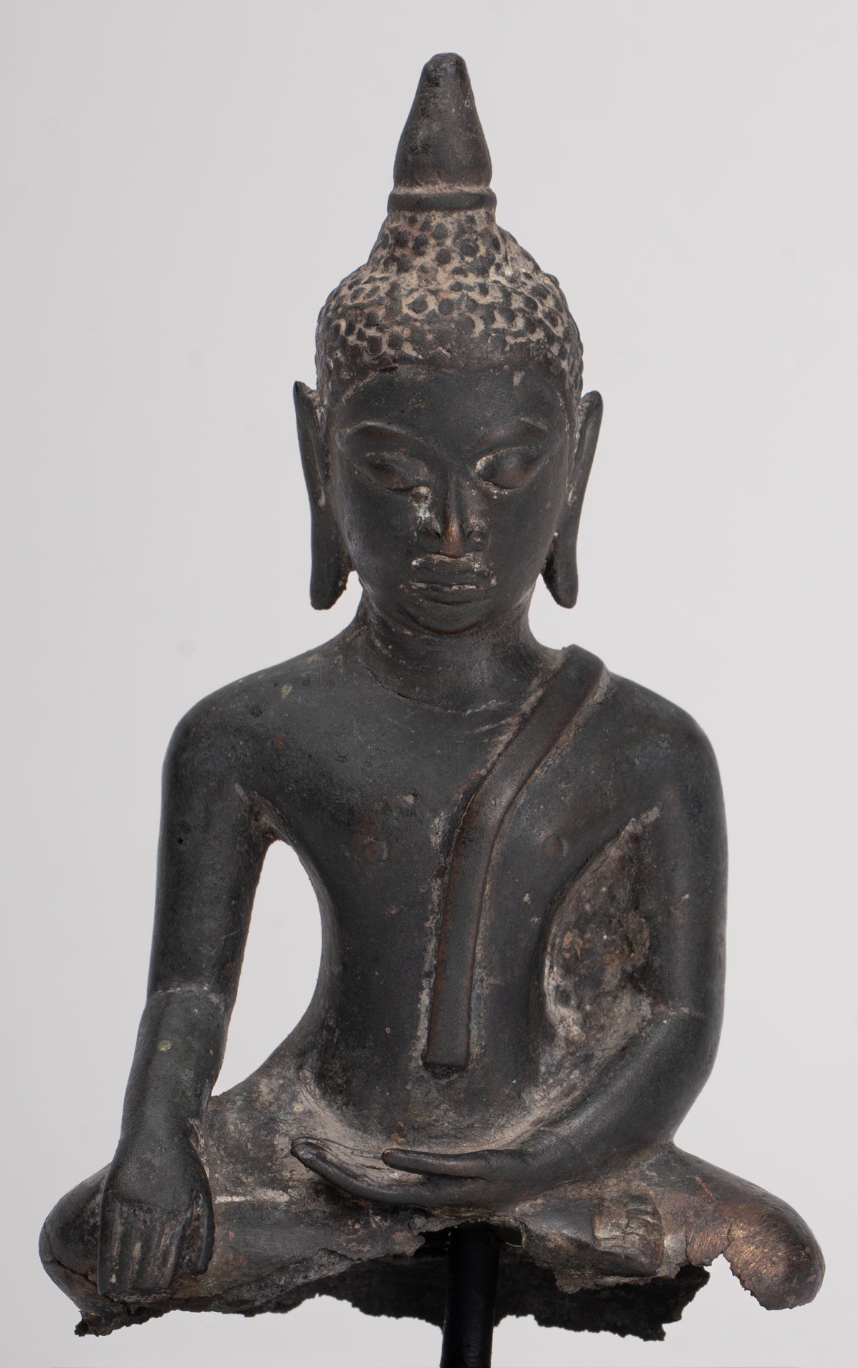 Buddha Statue - Antique Ayutthaya Style Seated Enlightenment Buddha Statue - 15cm/6"