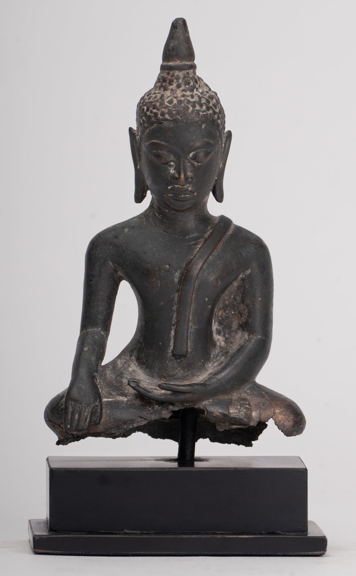 Buddha Statue - Antique Ayutthaya Style Seated Enlightenment Buddha Statue - 15cm/6"
