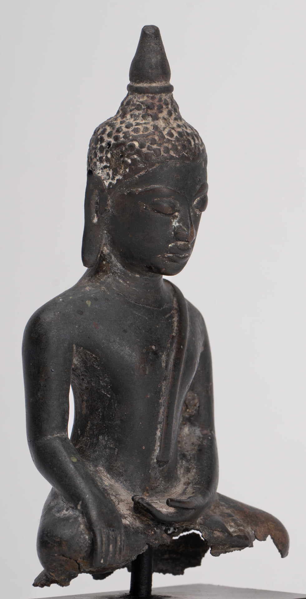 Buddha Statue - Antique Ayutthaya Style Seated Enlightenment Buddha Statue - 15cm/6"